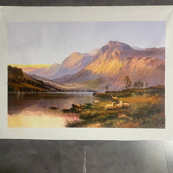 This oil painting depicts a flock of wild sheep that has frozen the tranquility - Picture 1 of 9